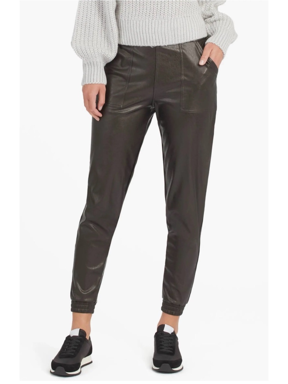 Spanx Faux Leather Jogger Pants Black Medium